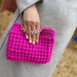 Handmade Pink Crochet Clutch